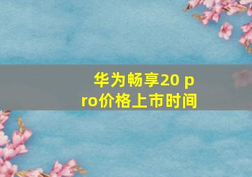 华为畅享20 pro价格上市时间